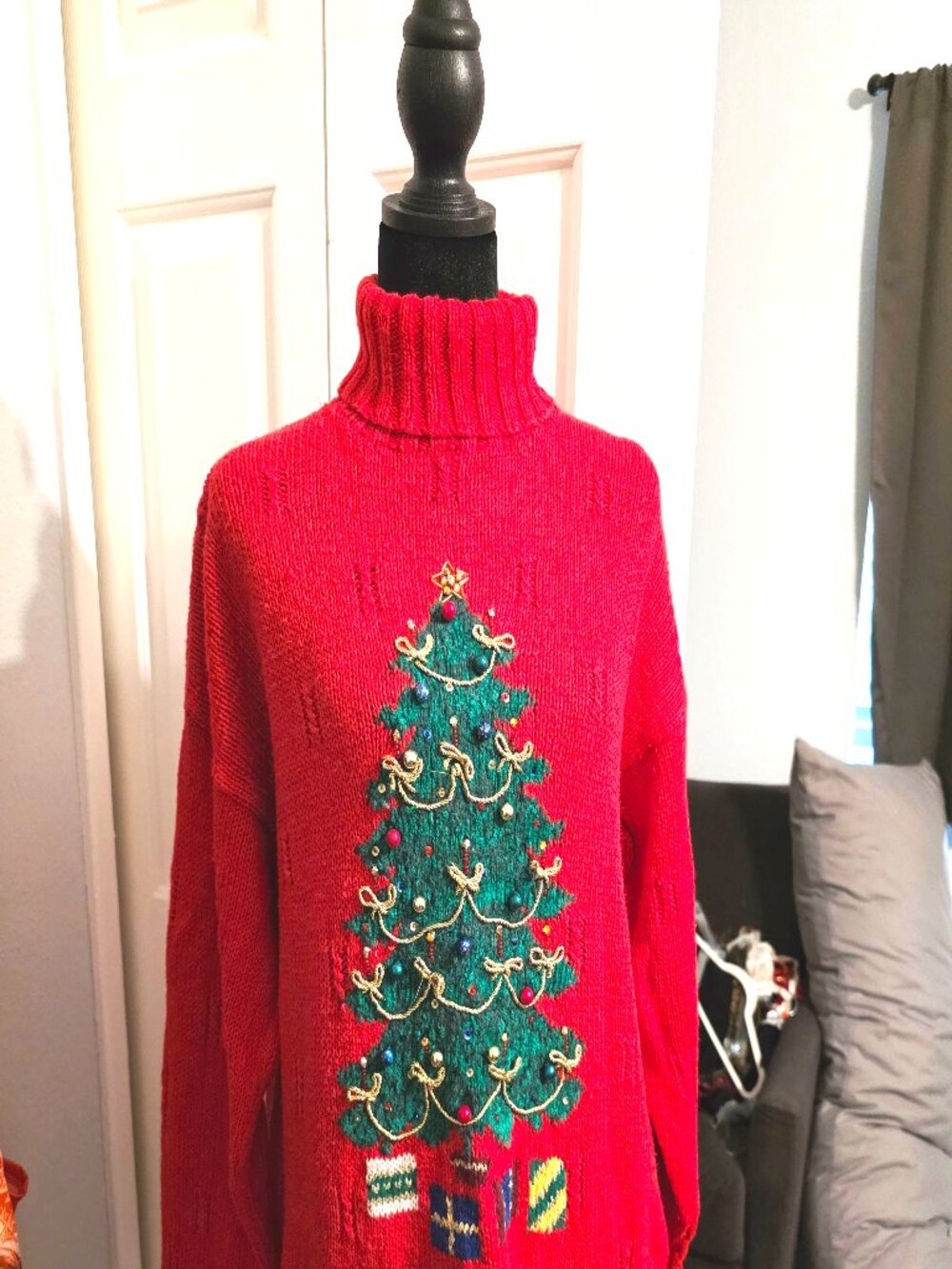 Vintage Marisa Christina  1995 *Ugly* Christmas Sweater, Women's M Holiday Red